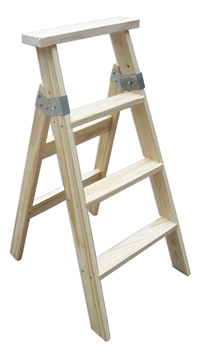 Escalera De Madera Familiar 4 Escalones 0,94mts De Primera