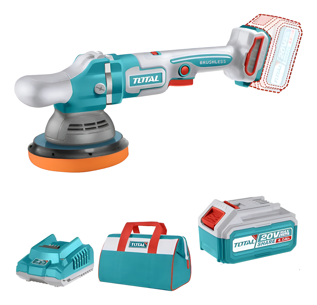 Lustra Pulidora A Bateria 20v Total 150mm Motor Brushless