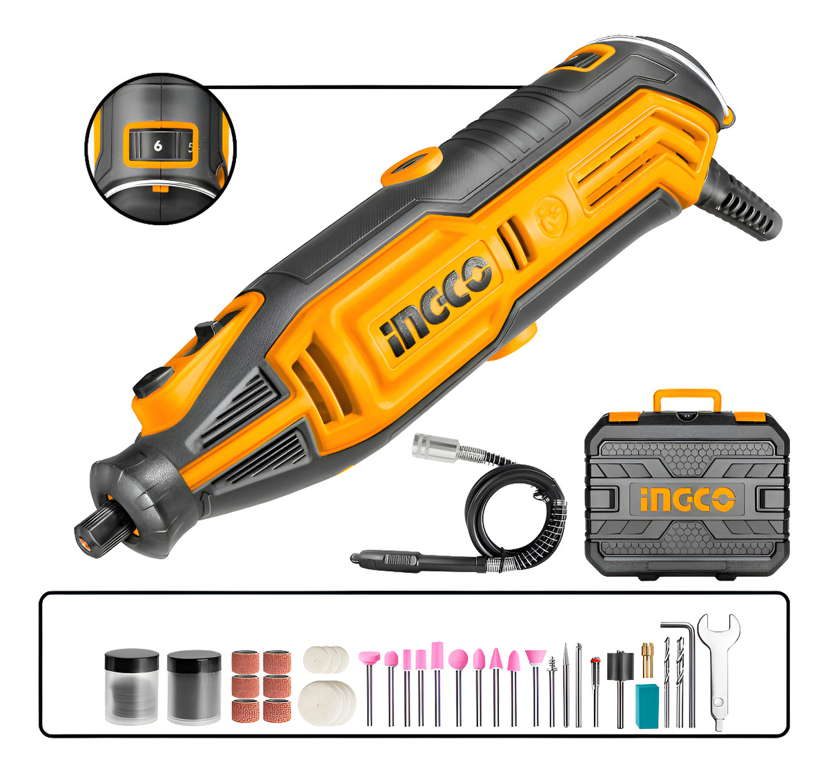 Mini Torno 130w Con 109 Accesorios Ingco Mg13328