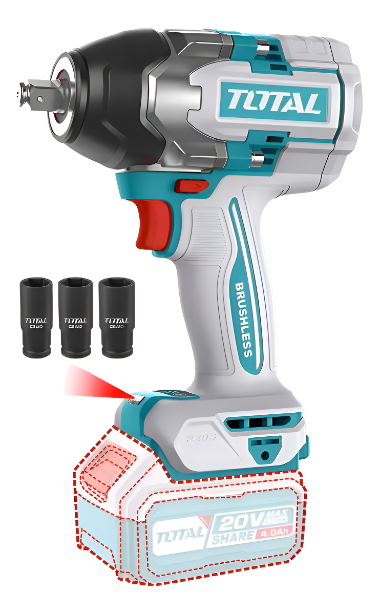 Llave Impacto Total 20v 1/2'' 500nm Sin Carbones Sin Batería