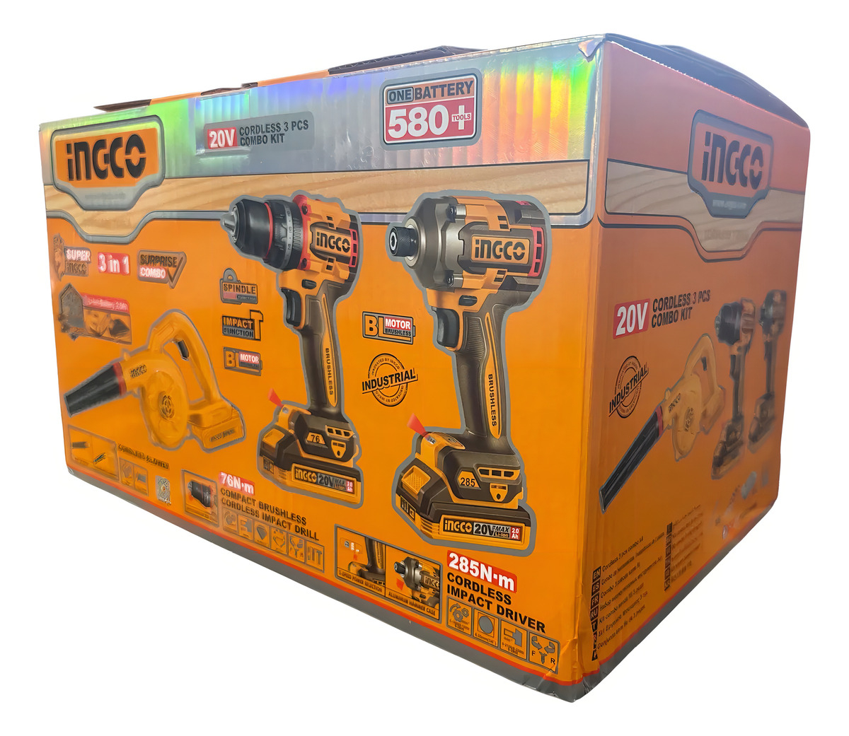 Kit Atornillador De Impacto Taladro Percutor Soplador Ingco - Imagen 3