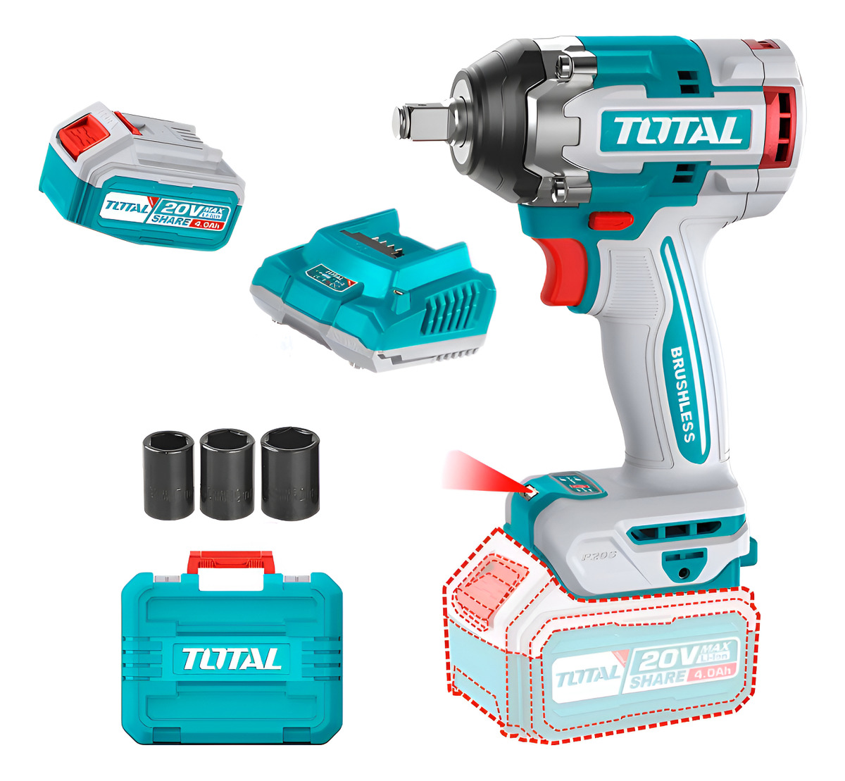 Llave De Impacto 20v 500nm Total Tiwli2050 - Imagen 3