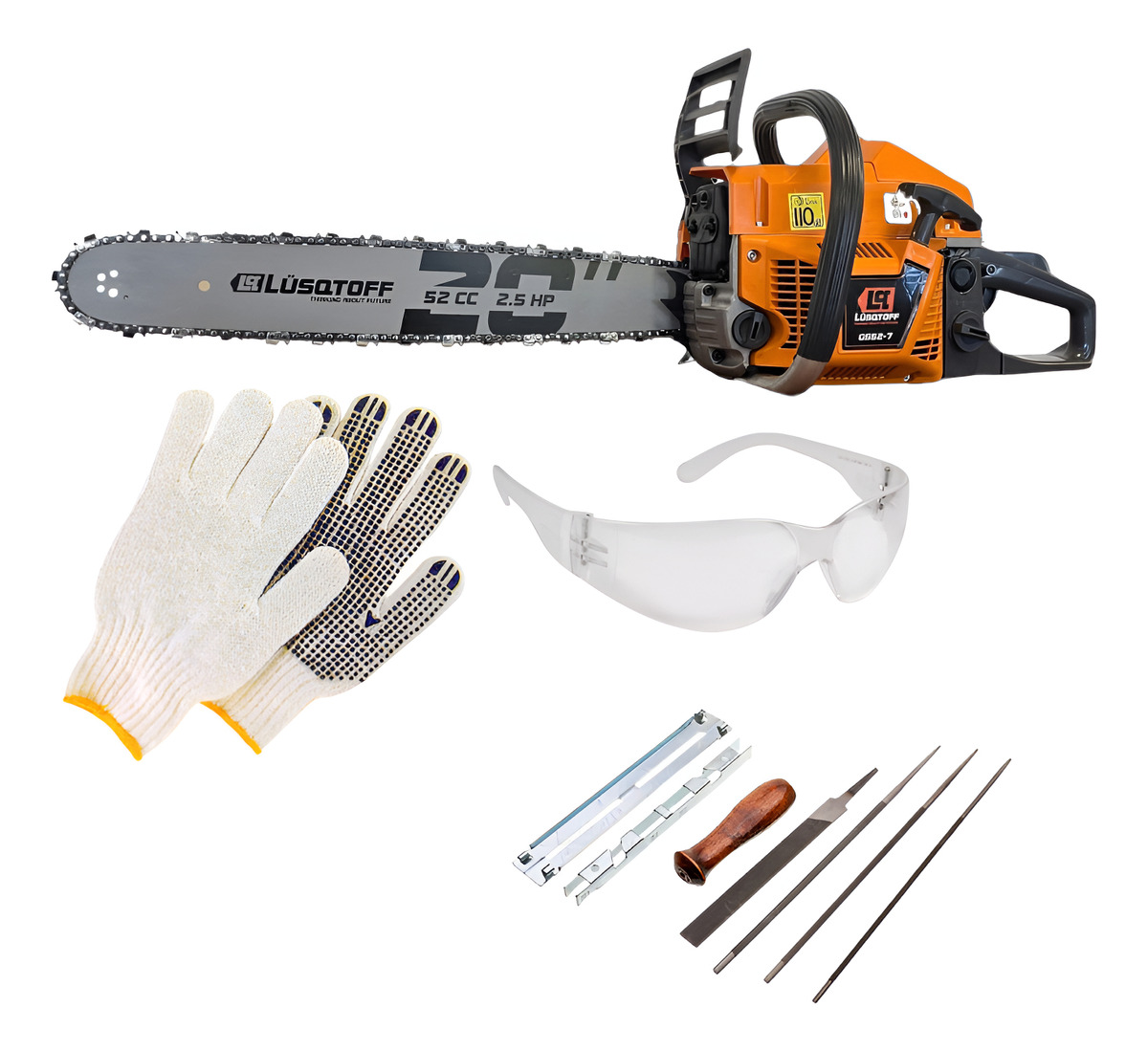 Motosierra Nafta 2t 52cc 20puLG 2.5hp Lusqtoff + Set Afilado