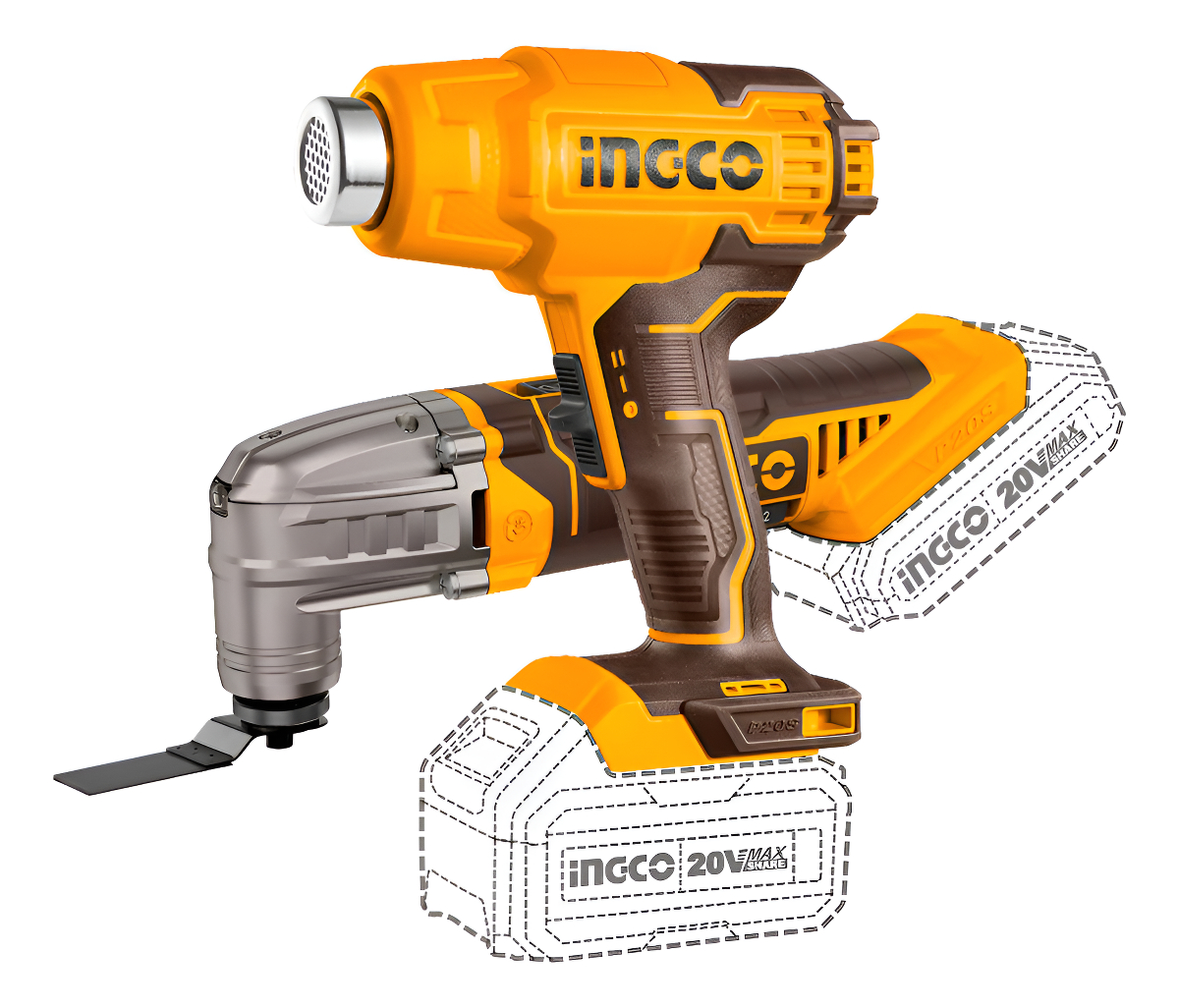 Kit 20v Pistola Calor Multifun Ingco C/bat Y Car En Maetin