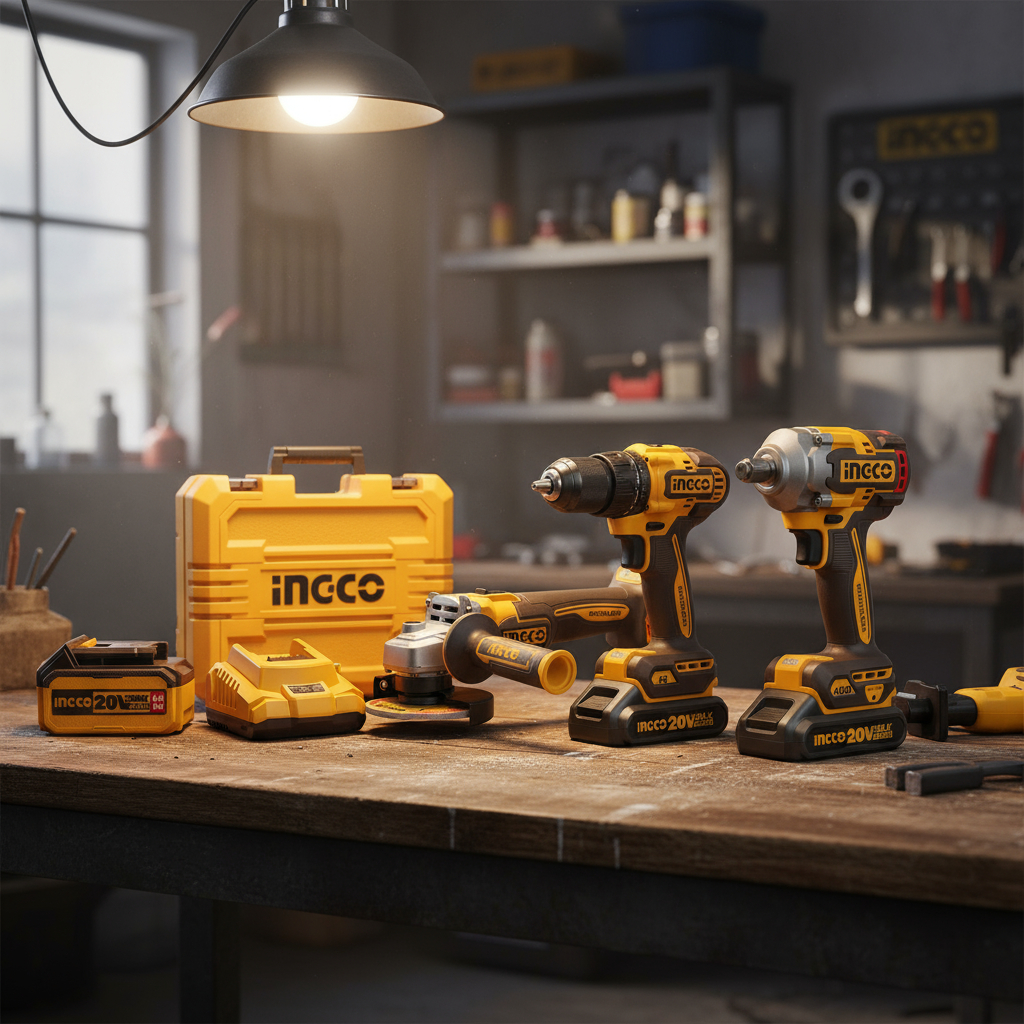 Ingco Cosli241291 Kit Combo Bateria Amoladora Taladro Llave