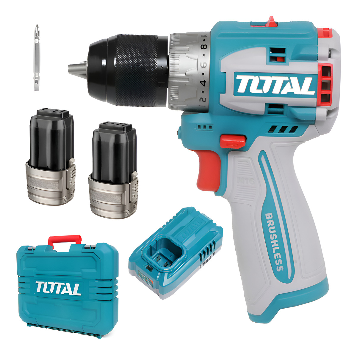 Taladro Atornillador Total 16v Motor Brushless Industrial