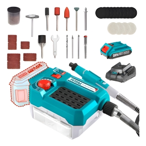 Mini Torno Total 20v Con 40 Accesorio Batería Y Cargador