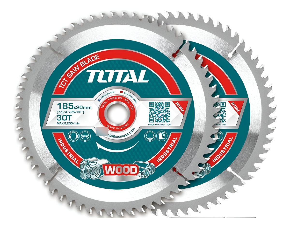 Set De 2 Discos Corte Madera Total Para Sierra Circular, 7.1/4'' 185mm, Eje 20mm, 30 Dientes - Tac231410 - Imagen 2