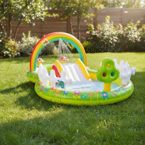 Piscina Inflable Centro De Juegos Con Rociador Intex 57154