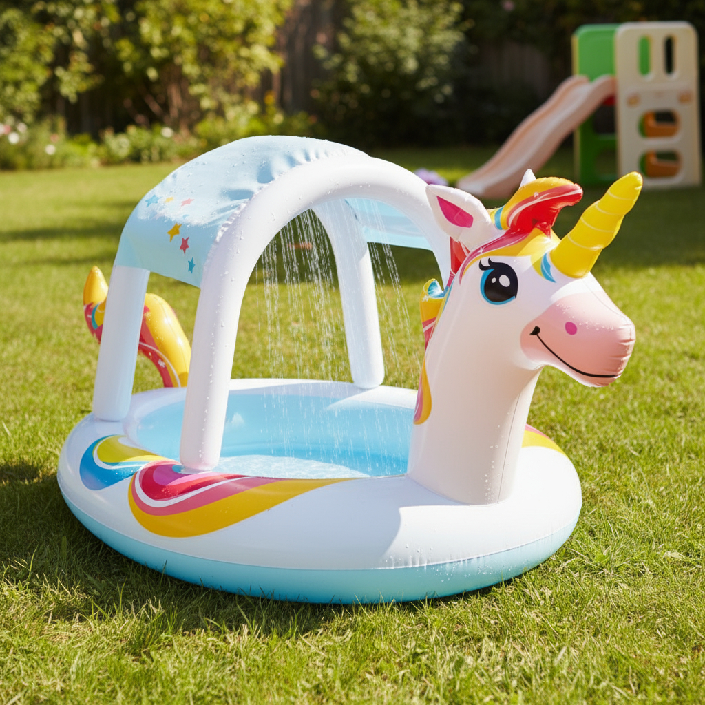 Piscina Inflable C/ Techo Unicornio 254x132x109 130 Lt Intex