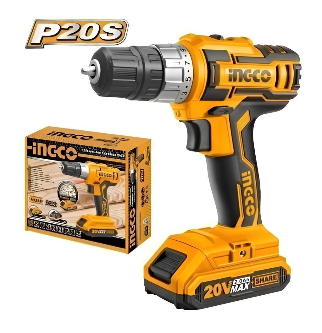 Taladro Atornillador 10mm Con 1 Bateria 20v Litio Ingco P20 Color Amarillo Frecuencia 50 Hz/60 Hz - Imagen 3