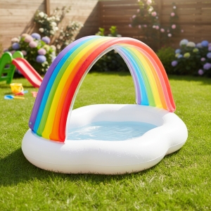 Piscina Inflable Infantil Con Techo Arcoiris 82l Intex 57141