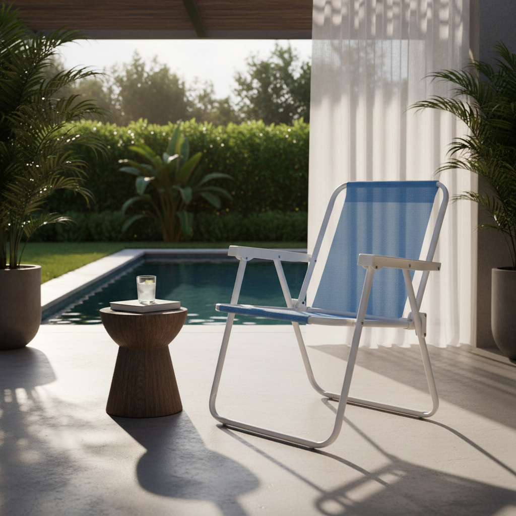 Reposera Silla Plegable Mor Azul En Acero Revestido Playa - Imagen 2