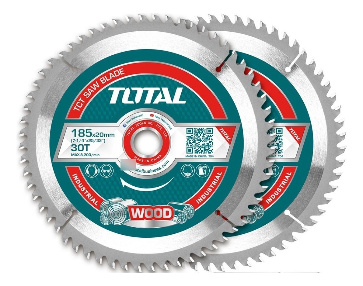 Set De 2 Discos Corte Madera Total Para Sierra Circular, 7.1/4'' 185mm, Eje 20mm, 30 Dientes - Tac231410 - Imagen 2