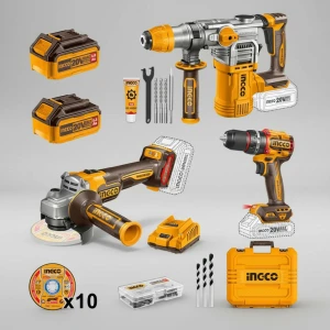 Kit Taladro Ator. Perc. + Amoladora + Roto Ingco Cosli241183