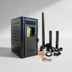 Calefactor Estufa Pellet 4kw 40mt2 Italy Con Kit Caños Warm