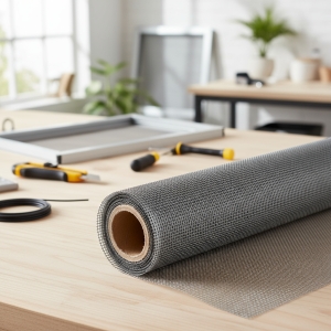 Tejido Malla Mosquitero De Fibra Negro 1.2m Ancho Rollo 25m