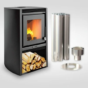 Calefactor Leña Doble Combustión 58mt2 + Kit Techo Completo