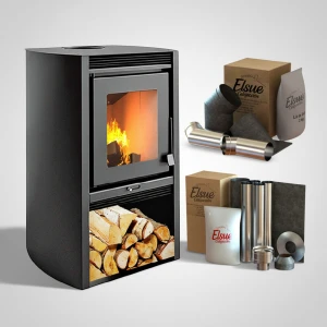 Estufa Calefactor Leña 78m2 Kit Codos + Kit Caños Acero Inox