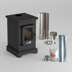 Calefactor A Leña Doble Comb Dublin 50m2 Kit Techo Liviano