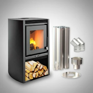 Calefactor Leña Doble Comb Ecologico 52 Mt2 + Kit Pared