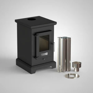 Calefactor A Leña Doble Comb Dublin 50m2 Kit Techo Metavila