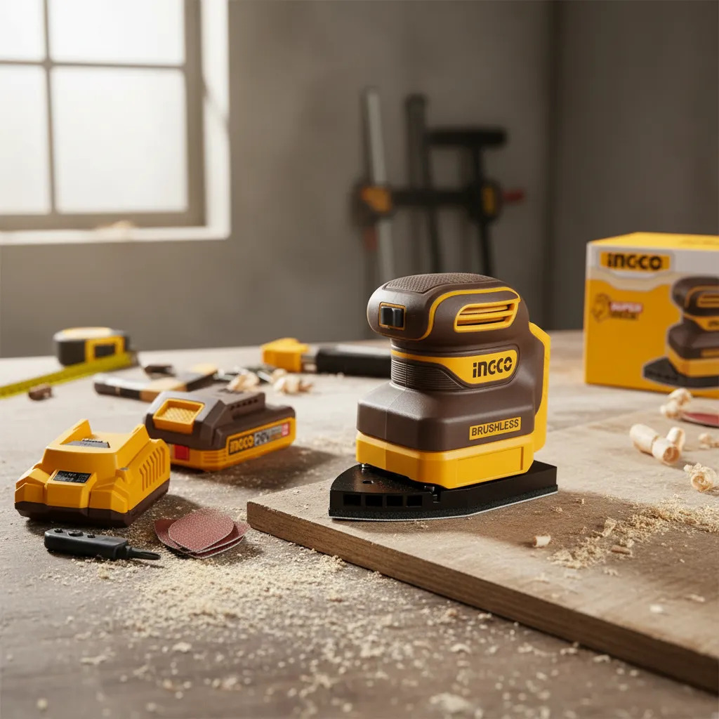 Lijadora Orbital Delta A Bateria P20s 20v Lijas + Bat Ingco - Imagen 4