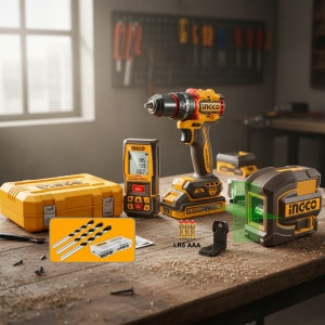 Kit Combo 20v Taladro Atornillador Percutor 76nm Nivel Ingco