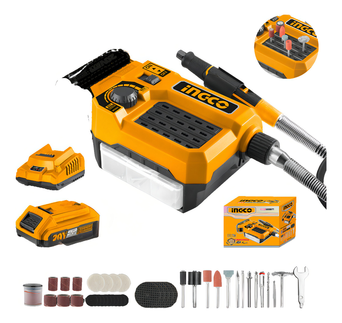 Minitorno C/eje Flexible C/1 Bat + 40 Ac Cmgli20011 Ingco - Imagen 4