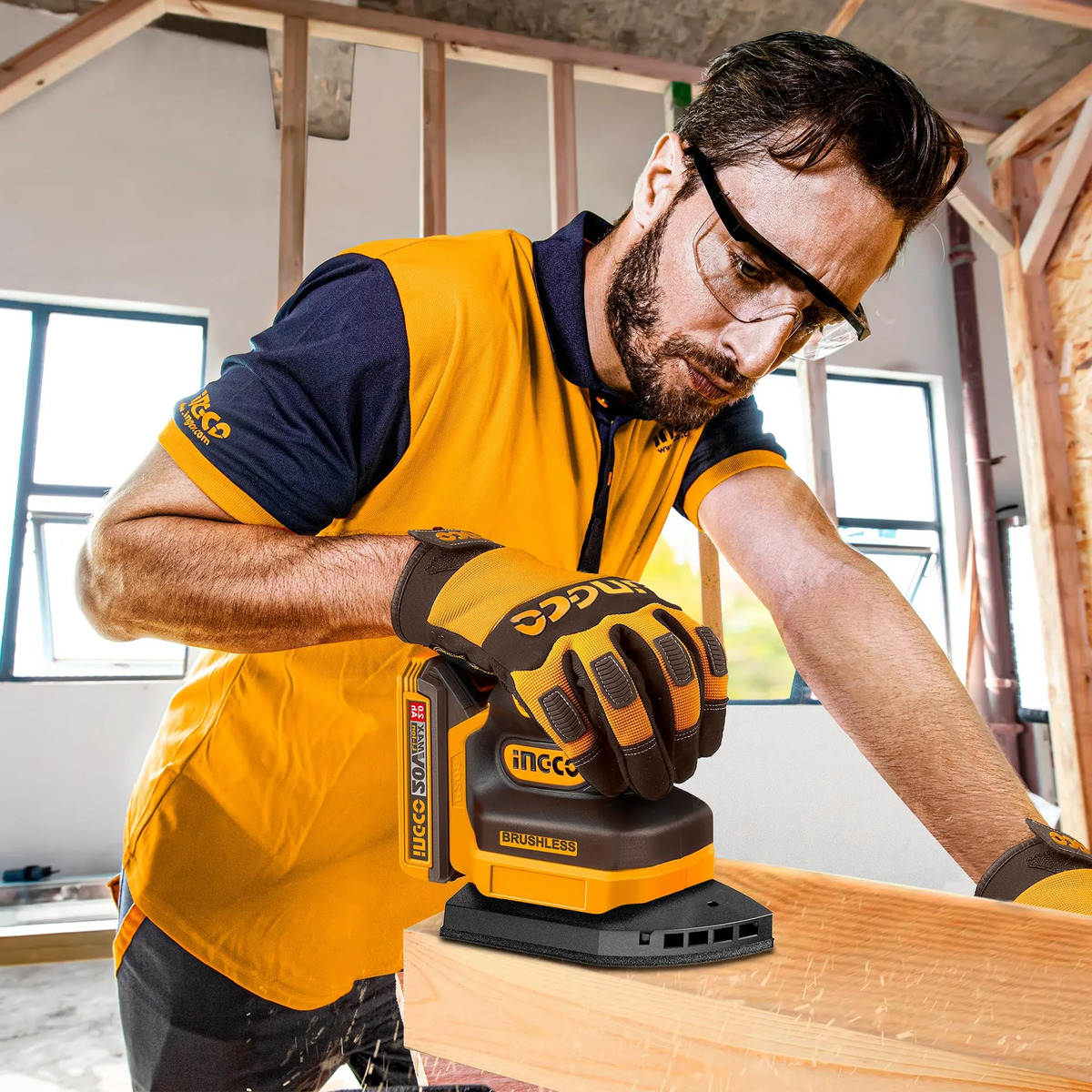 Lijadora Orbital Delta A Bateria P20s 20v Lijas + Bat Ingco - Imagen 3