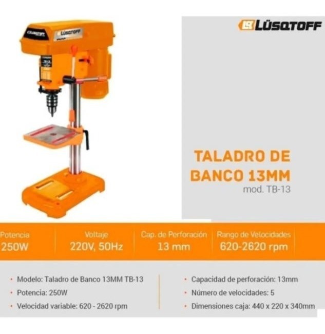 Taladro De Banco 13mm 250w 5vel Con Morsa Lusqtoff Tb-13 - Imagen 6