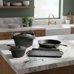 Batería Cocina Camping Hierro Fundido Fundición 8 Pzs Fuego