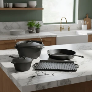 Batería Cocina Camping Hierro Fundido Fundición 8 Pzs Fuego