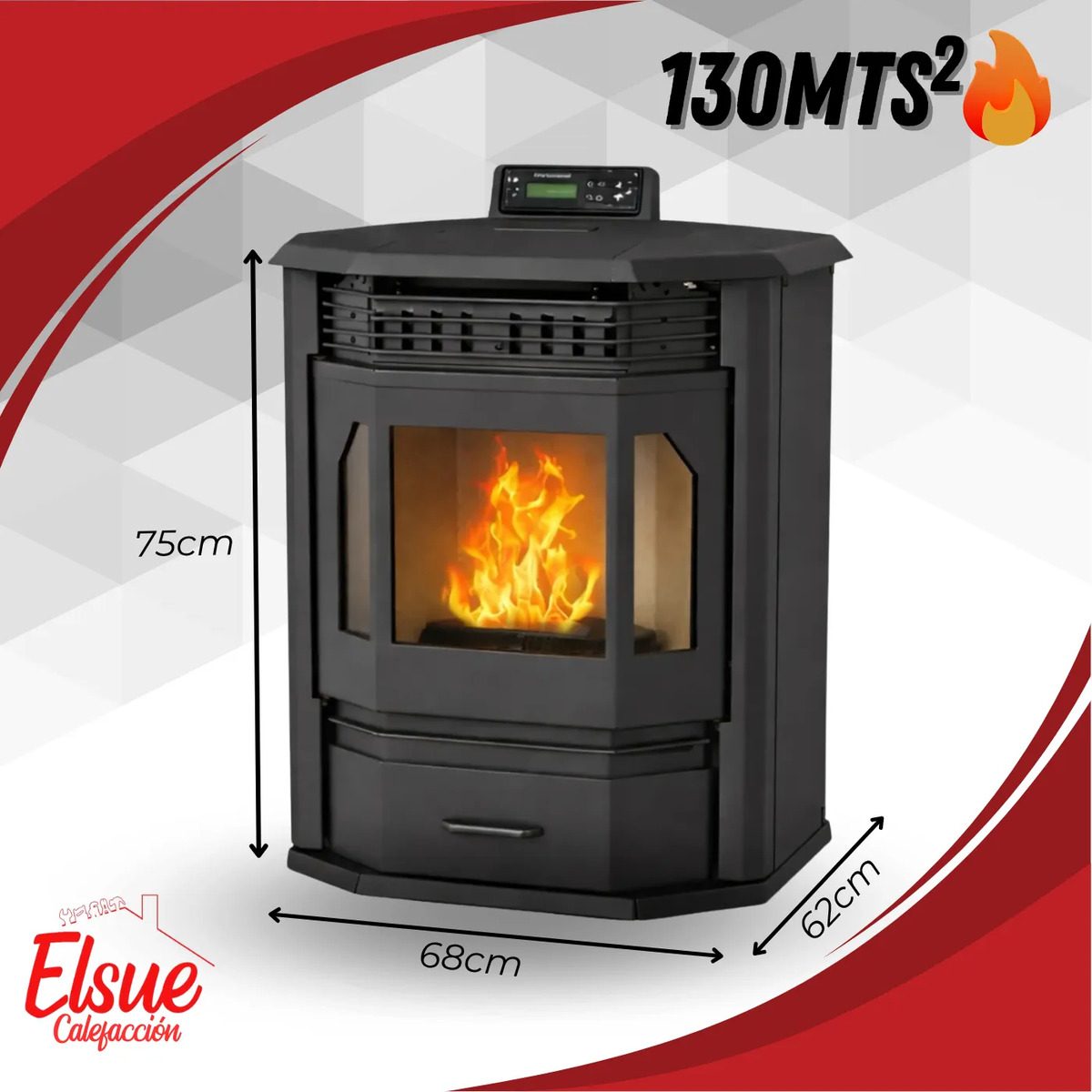 Estufa Calefactor A Pellet Esquinero 13kw Warm 130mt2 - Imagen 3