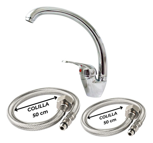 Monocomando De Cocina Mesada Acero Inoxidable - Imagen 4