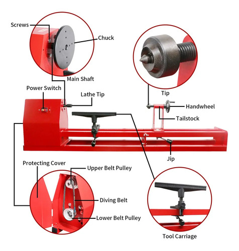 Torno Para Madera Hessen Pro 1/2hp Carpintería 016-2100 - Imagen 2