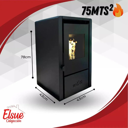 Calefactor Estufa Pellet 7.5kw 75m2 Warm Kit Caños Incluido - Imagen 3
