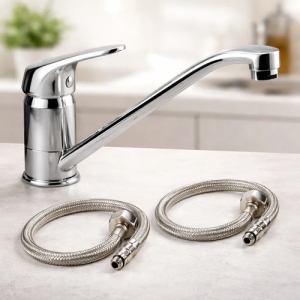 Griferia Canilla Pico Largo Monocomando Mesada Metal Cocina