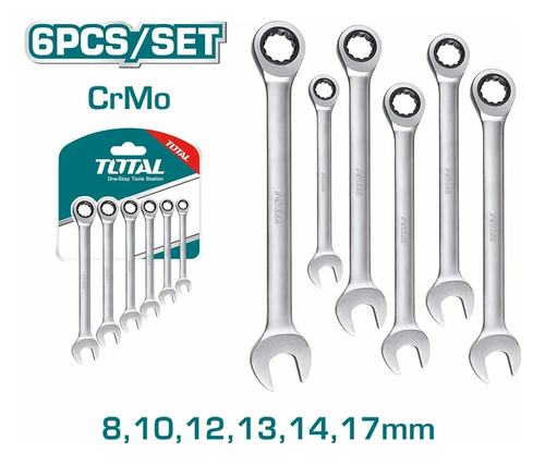 Set De 6 Llaves Combinadas Con Criquet 8-17mm Tht102rk566 - Imagen 2