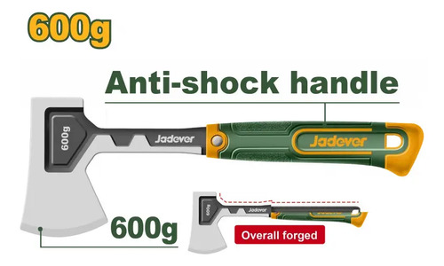 Hacha De Acero Forjado 600g Jadever Mango Antichoque - Imagen 2