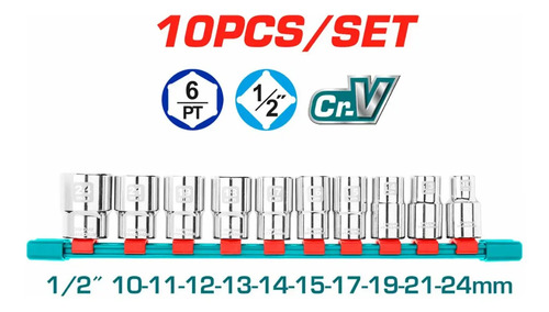 Set 10 Dados Encastre 1/2 10mm A 24mm Total - Imagen 3