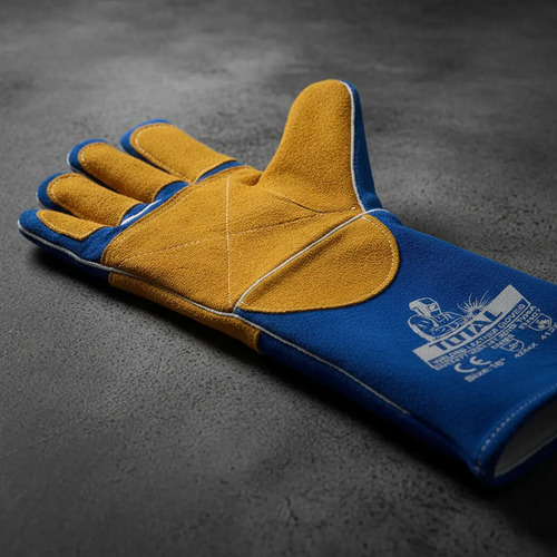 Guantes Largos Cuero Soldador Total 350° 40.5cm Largo Azul - Imagen 5