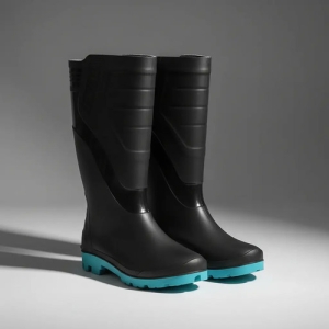 Botas De Lluvia Negras Total Pvc Reforzadas Unisex Caña Alta