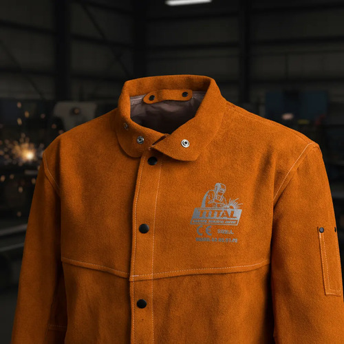 Chaqueta Camisa Cuero Para Soldador Total Protección Talle L - Imagen 4
