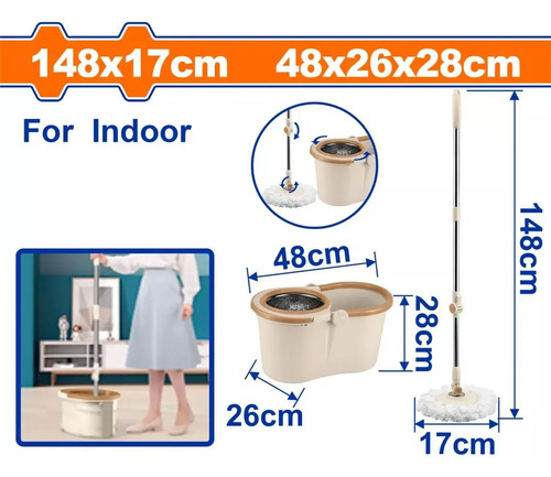 Set Kit Mopa Con Balde De Plástico Wadfow - Imagen 2