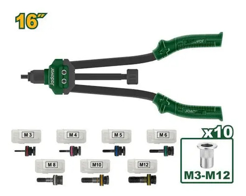 Remachadora De Rosca Jadever 16 7 Mandriles Intercambiables - Imagen 2