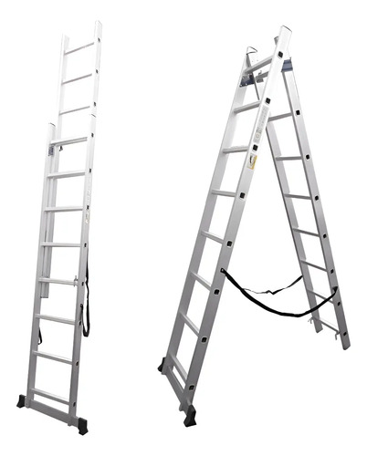 Escalera Extensible Aluminio Colisa 2 Tramos 20 Escalon 150k