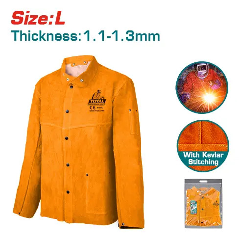 Chaqueta Camisa Cuero Para Soldador Total Protección Talle L - Imagen 2