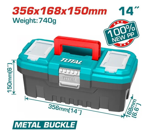 Caja Porta Herramientas Plastica 14 Broche Metálico Total - Imagen 2