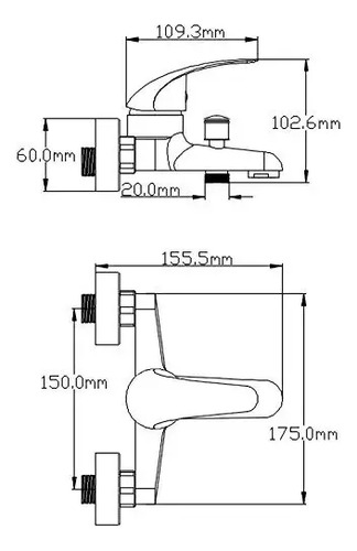 Grifería De Baño Universal Tero Monocomando Ducha Pared - Imagen 4